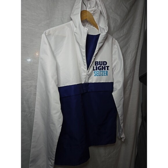 Bud Light Seltzer Jacket Large Golf Lightweight Hooded Windbreaker Quarter Zip - Picture 3 of 9